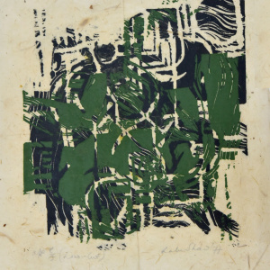 SS41. Laluprasad Shaw. Linocut, Artist's Proof, Edition 5 out of 5. 15 x 12 inches. 1977.